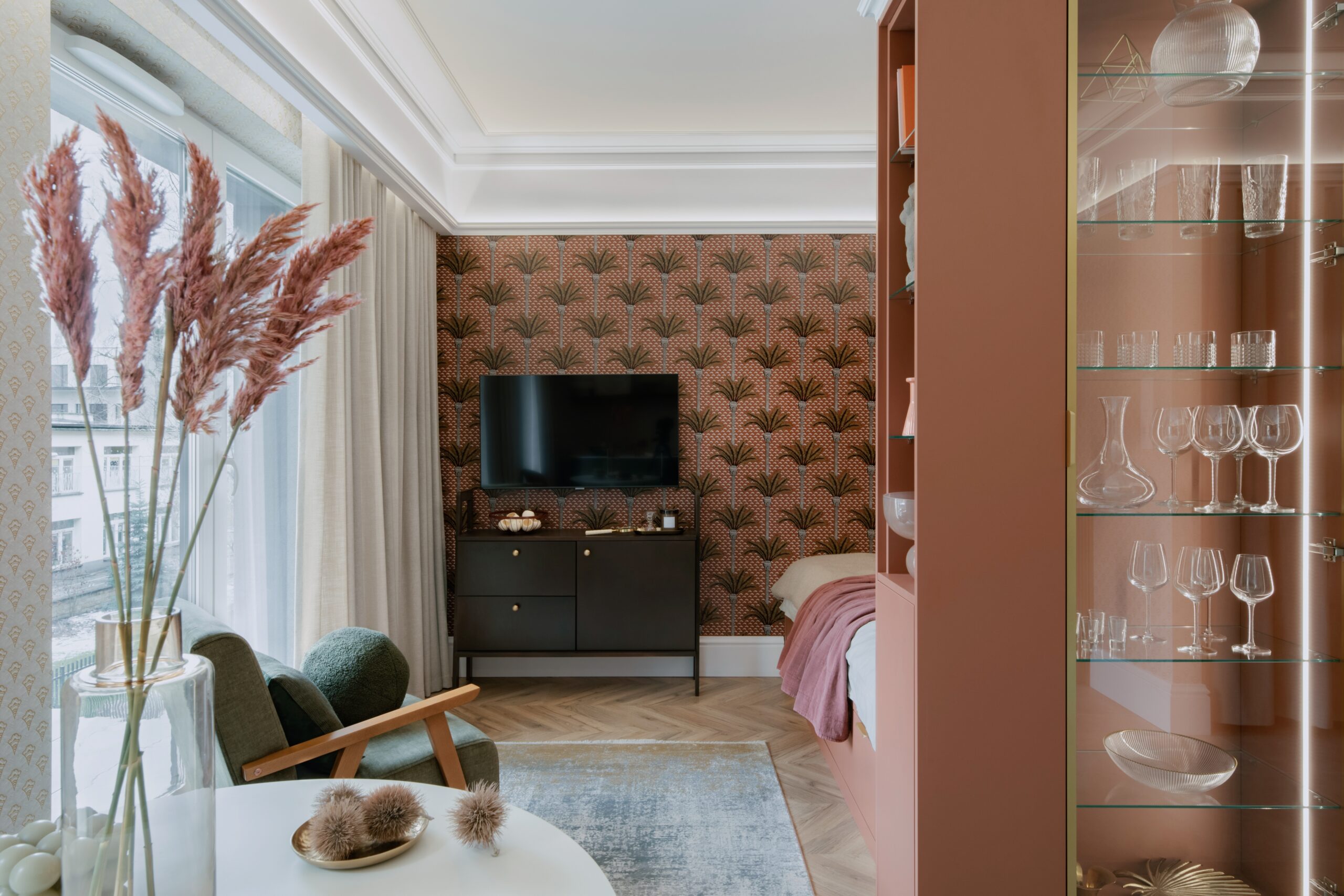 Stylish,Interior,Of,Micro,Apartment,With,Design,Furniture.,Home,Decor.